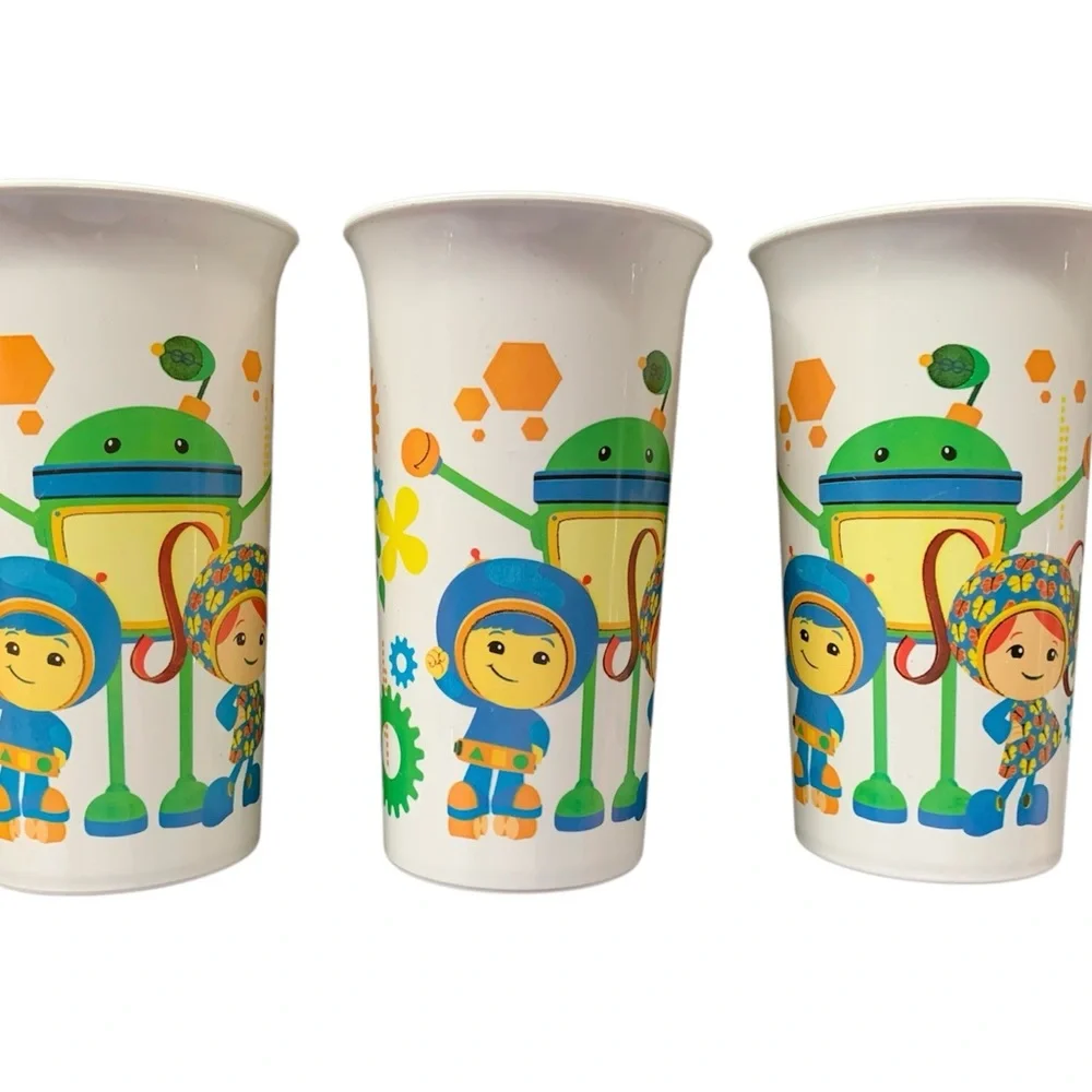 Vtg Team Umizoomi Set Of 3 Tupperwear Tumblers 10 1/2 Oz Nick Jr.